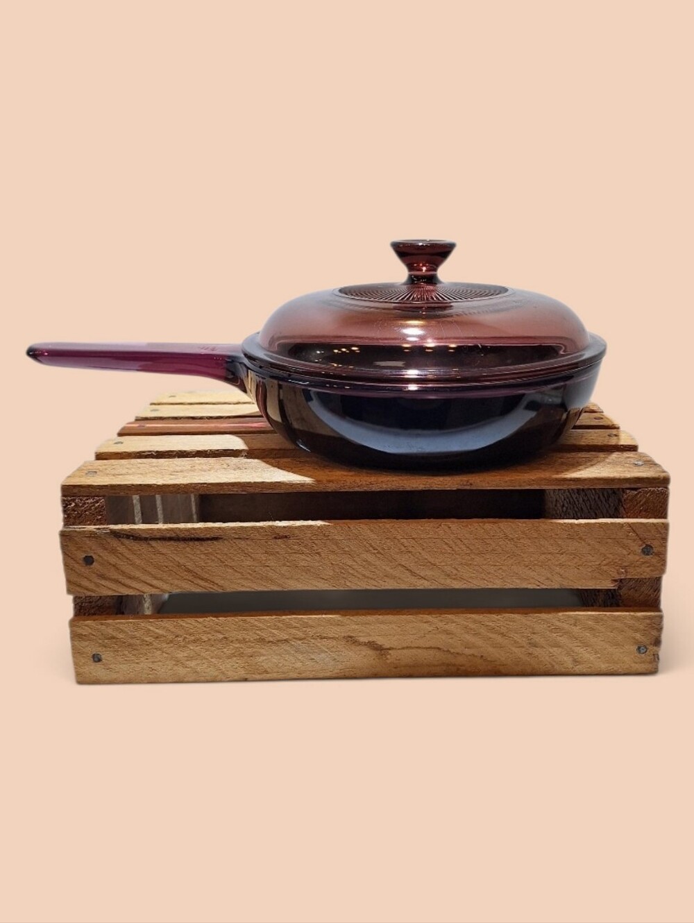 Vision Corning Ware Cranberry Teflon 7" Pan Pyrex With Lid New In Box